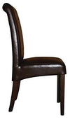 Contemporary Set of 2 Chairs Upholstered, Dark Brown Leather, Curved Back Design DL Contemporary