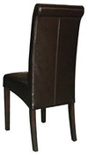 Contemporary Set of 2 Chairs Upholstered, Dark Brown Leather, Curved Back Design DL Contemporary