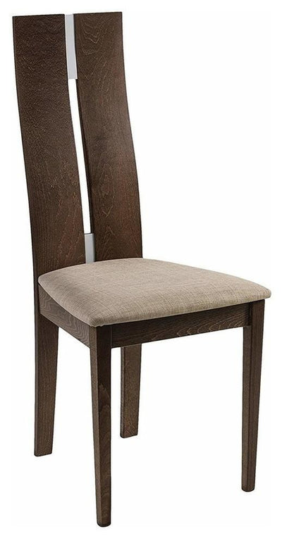 Contemporary Set of 2 Chairs, Walnut Finished Solid Wood With High Back DL Contemporary