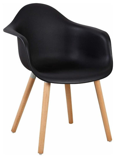 Contemporary Set of 2 Dining Chairs, Natural Solid Wooden Legs, Black DL Contemporary