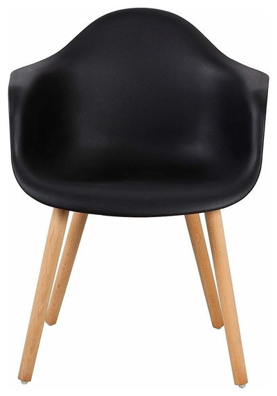 Contemporary Set of 2 Dining Chairs, Natural Solid Wooden Legs, Black DL Contemporary