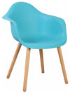 Contemporary Set of 2 Dining Chairs, Natural Solid Wooden Legs, Blue DL Contemporary