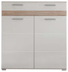 Contemporary Shoe Rack, White Oak High Gloss Finished MDF With 3-Compartment DL Contemporary