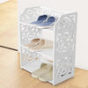 Contemporary Shoe Rack, Wood Plastic Composite With Open Shelves, White, 3 Tier DL Contemporary