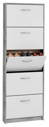 Contemporary Shoe Storage Cabinet, Finished Wood With 5-Compartment DL Contemporary