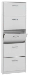 Contemporary Shoe Storage Cabinet, Finished Wood With 5-Compartment, White DL Contemporary