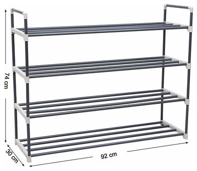 Contemporary Shoe Storage Rack, Grey Finished Steel With Open Shelves DL Contemporary