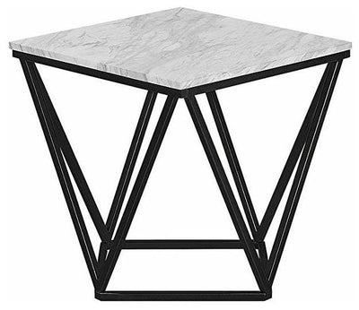 Contemporary Side End Table in Strong Metal Base with Geometric Open Design DL Contemporary