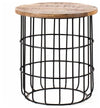 Contemporary Side End Table with Black Metal Wire Frame and Mango Wood Top DL Contemporary