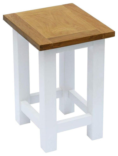 Contemporary Side End Table With White Finished Solid Pine Wood Frame, Oak Top DL Contemporary