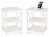 Contemporary Side End Tables With 2 Open Shelves, White, Set of 2 DL Contemporary