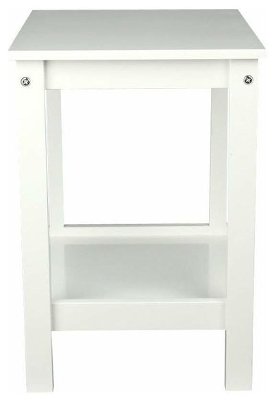 Contemporary Side Table in White Finished MDF With Open Bottom Shelf DL Contemporary