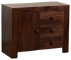 Contemporary Sideboard, Dark Shade Solid Mango Wood With Door and 3-Drawer DL Contemporary