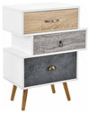 Contemporary Sideboard in White-Oak Finished Wood with Steel Legs and 3 Drawers DL Contemporary