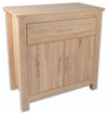 Contemporary Sideboard, Oak Effect Solid Wood With Door and 2 Storage Drawers DL Contemporary