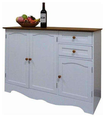 Contemporary Sideboard, White Painted MDF With 3-Door and 2-Storage Drawer DL Contemporary