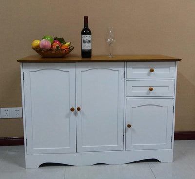 Contemporary Sideboard, White Painted MDF With 3-Door and 2-Storage Drawer DL Contemporary