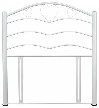 Contemporary Single Headboard in White Gloss Finished Solid Metal, Heart Design DL Contemporary