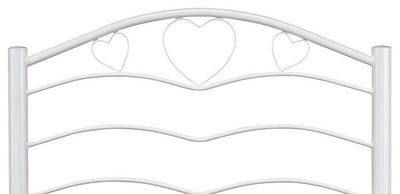 Contemporary Single Headboard in White Gloss Finished Solid Metal, Heart Design DL Contemporary