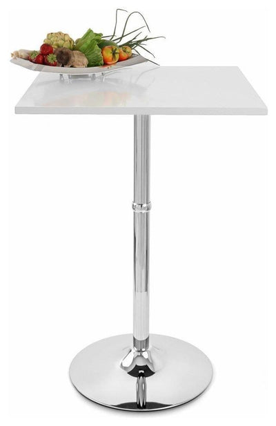 Contemporary Square Bistro Table with White Satin Finish Wooden Table Top DL Contemporary