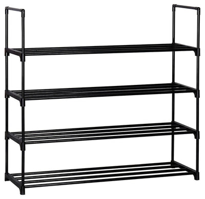 Contemporary Stackable Shoe Stand, Metal, 4-Tier Perfect for Space-Saving, Black DL Contemporary