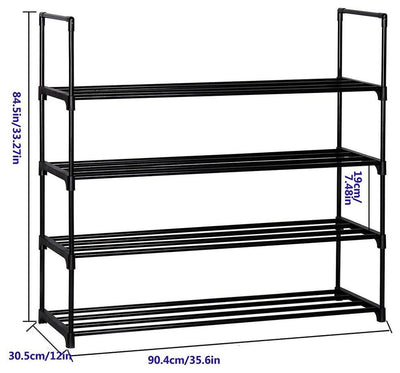 Contemporary Stackable Shoe Stand, Metal, 4-Tier Perfect for Space-Saving, Black DL Contemporary