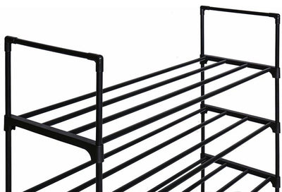 Contemporary Stackable Shoe Stand, Metal, 4-Tier Perfect for Space-Saving, Black DL Contemporary