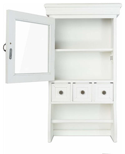 Contemporary Storage Cabinet, White Painted MDF With 3 Small Drawers DL Contemporary