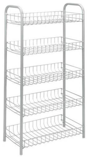 Contemporary Storage Rack With 5 Removable Levels, Silver Finished Steel DL Contemporary