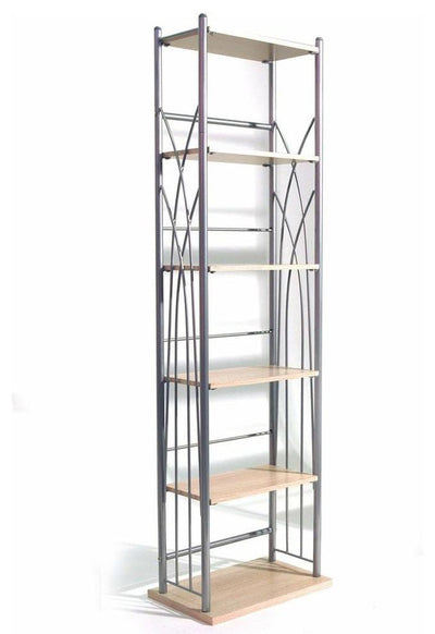 Contemporary Storage Tower in Light Oak Finished Particle Board with 5 Shelves DL Contemporary