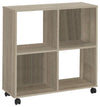 Contemporary Storage Unit, Oak Finished MDF With 4 Open Compartments DL Contemporary