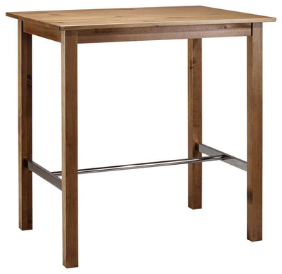 Contemporary Stylish Bar Table, Solid Pine Wood With Stainless Steel Struts DL Contemporary