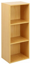 Contemporary Stylish Bookcase, Beech Finished MDF With 3 Open Shelves DL Contemporary
