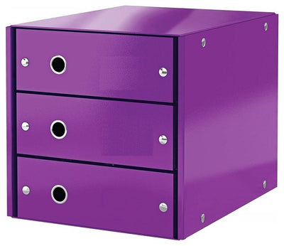 Contemporary Stylish Drawer Cabinet, Steel Metal, 3 Storage Drawers, Purple DL Contemporary