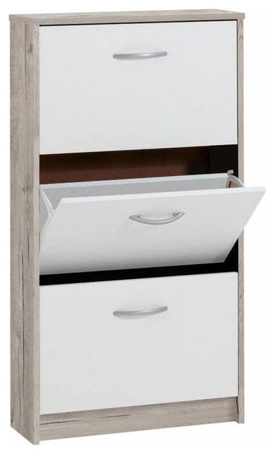 Contemporary Stylish Shoe Storage Cabinet, Finished Wood With 3-Drawer DL Contemporary