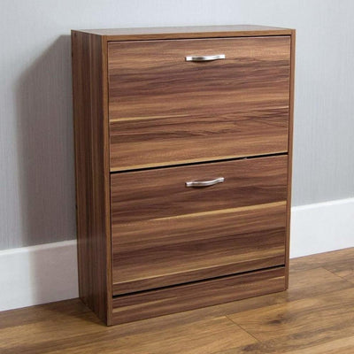 Contemporary Stylish Shoe Storage Cabinet, Solid Wood, Pull Down Design, Walnut DL Contemporary