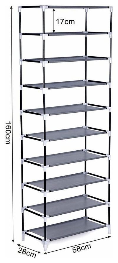 Contemporary Stylish Shoe Storage Rack in Waterproof Fabric with 10 Tiers DL Contemporary