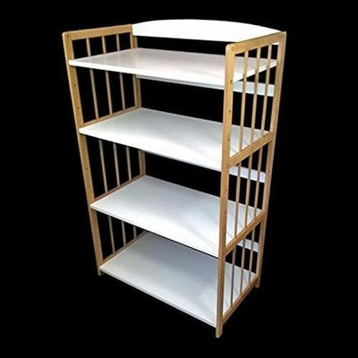 Contemporary Stylish Storage Organiser in Bamboo MDF with White Open Shelves DL Contemporary
