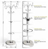 Contemporary Stylish Tall Clothes Rack, Chromed Metal With Multiple Hooks, White DL Contemporary