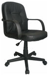 Contemporary Swivel Chair, Bonded Faced Leather With Mid Back and 5-Wheel DL Modern