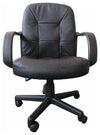 Contemporary Swivel Chair, Bonded Faced Leather With Mid Back and 5-Wheel DL Modern