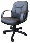 Contemporary Swivel Chair, Bonded Faced Leather With Mid Back and 5-Wheel DL Modern