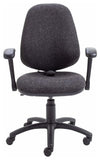 Contemporary Swivel Chair, Folding Arms, Linen Fabric Upholstery, Charcoal DL Contemporary