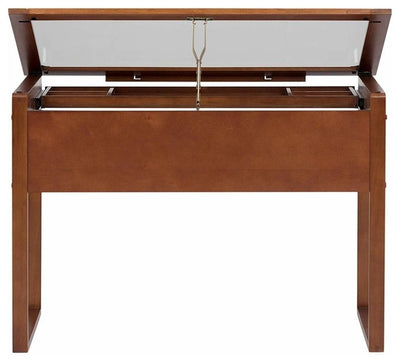 Contemporary Table, Solid Walnut Wood With Tempered Glass, Storage Drawer DL Contemporary