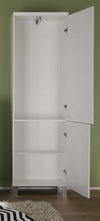 Contemporary Tall Wardrobe Cabinet, White High Gloss Finished MDF With Shelves DL Contemporary