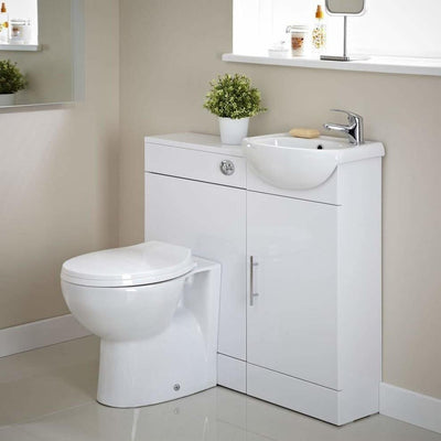 Contemporary Vanity Unit Bathroom With Compact Basin and Back To Wall Toilet DL Contemporary