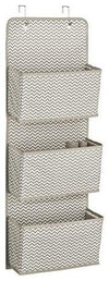 Contemporary Wall Storage Upholstered, Soft Fabric With 3-Pocket DL Contemporary