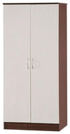 Contemporary Wardrobe, High Gloss MDF With 2-Door, Shelf and Hanging Rail