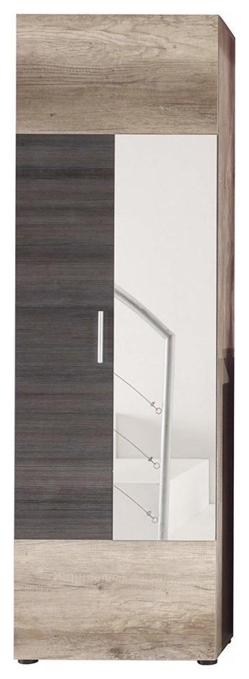 Contemporary Wardrobe, Oak Brown Finished MDF With 1-Door and 7-Shelf DL Contemporary