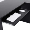 Corner Desk, Chipboard, Sliding Keyboard and 2 Open Shelves, L Shaped, Black DL Modern